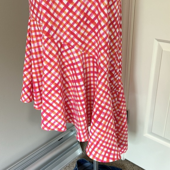 TOMMY BAHAMA Harbour Island Gingham Asymmetrical Sleeveless Beach Dress Pink Red - Picture 5 of 12